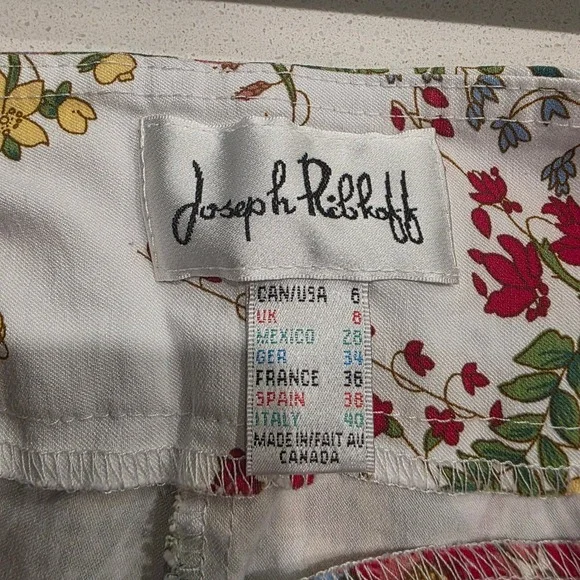 Joseph Ribkoff Floral Print Pants Women Size 6 High Waist Cropped Leg - Picture 6 of 9